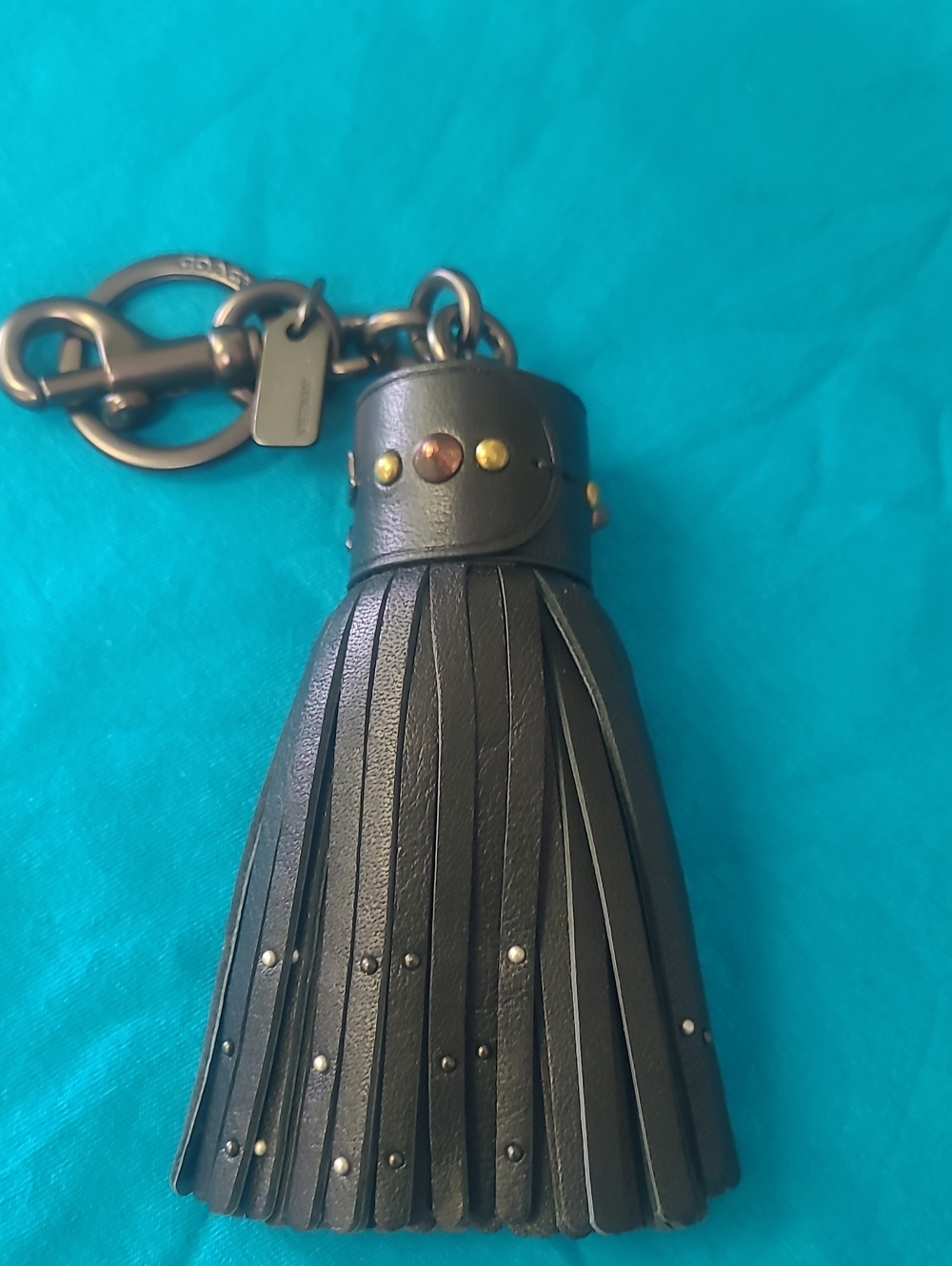 Coach Western Rivets Tassel Charm Key Ring 11667